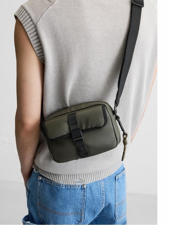 Zara Other - NWT ZARA Rubberised Crossbody Bag Khaki Green Unisex Crossbody Bag Adjustable